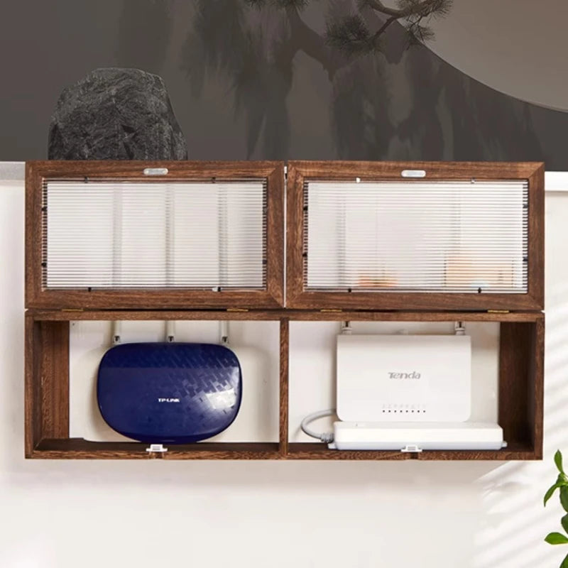 Wall-Mounted Router Storage Box, Set-Top Box Organizer, Modem and Cable Management Rack, Wire Cabinet for Home