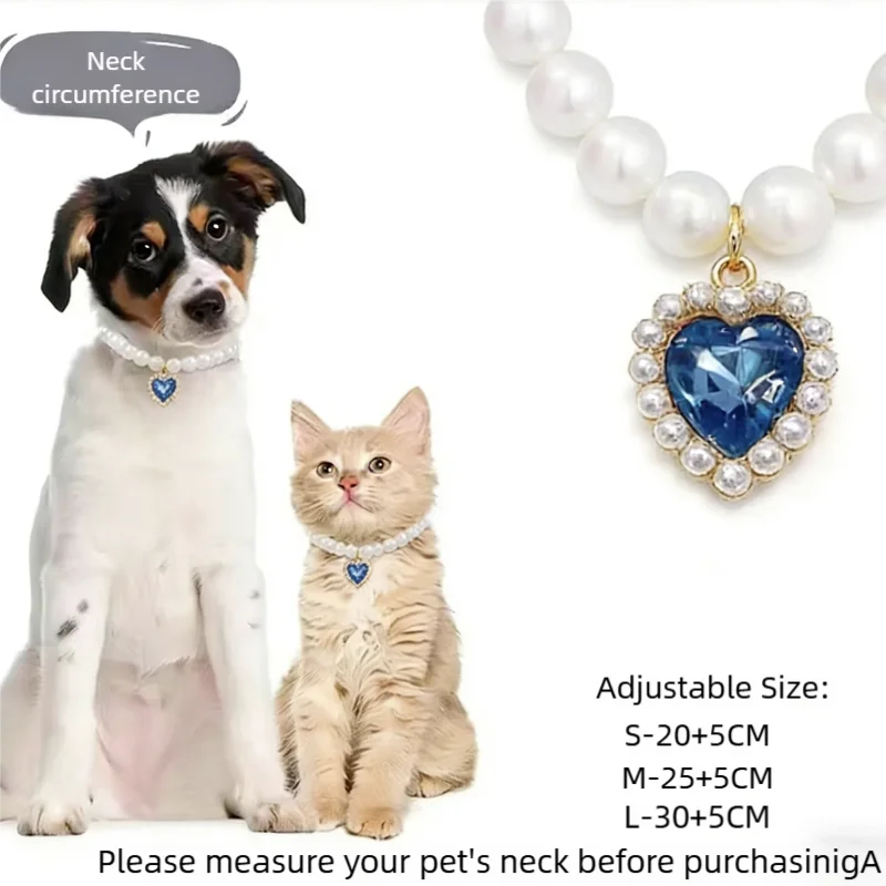 Adjustable Pet Pearl Necklace Accessories for Cats Gotas Animals Fashion Rhinestones Sphynx Cat Collar Kitten Dog collier chat