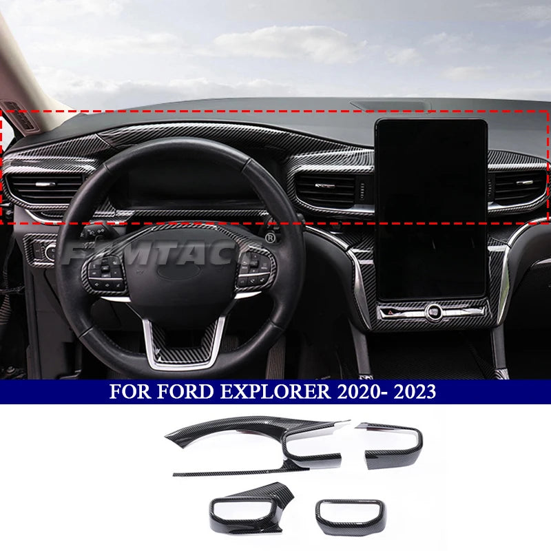 Car Accessories for Ford Explorer 2020 2021 2022 2023 ABS Carbon Fiber Interior Kit Decoration Cover Trim Side Air Vent Outlet