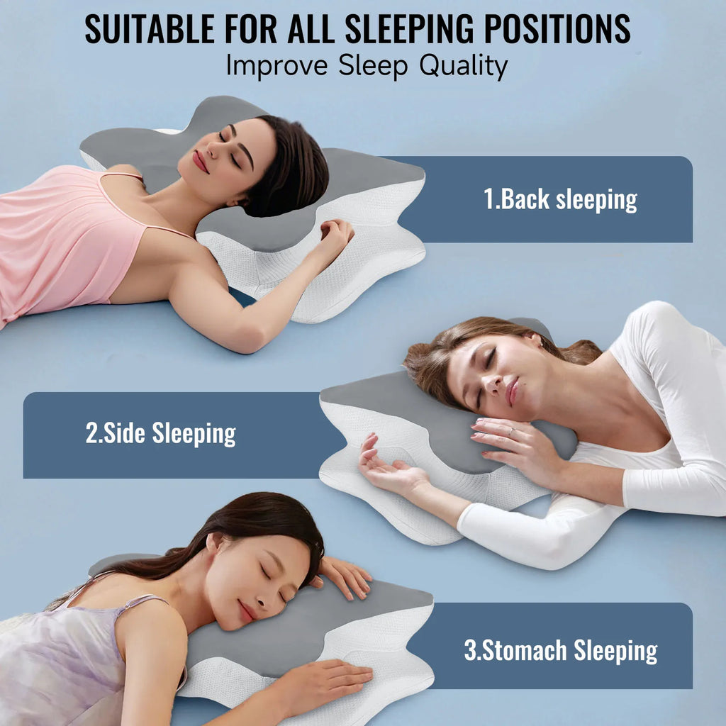Memory Foam Cervical Pillow Ergonomic Neck Pillow Sleep Relaxation for Back and Side Sleepers Promoting Correct Spinal Alignment