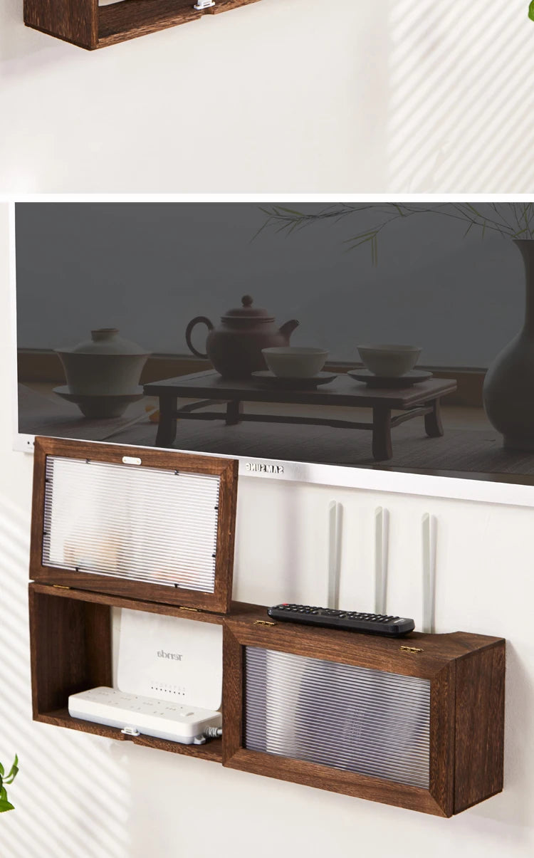 Wall-Mounted Router Storage Box, Set-Top Box Organizer, Modem and Cable Management Rack, Wire Cabinet for Home