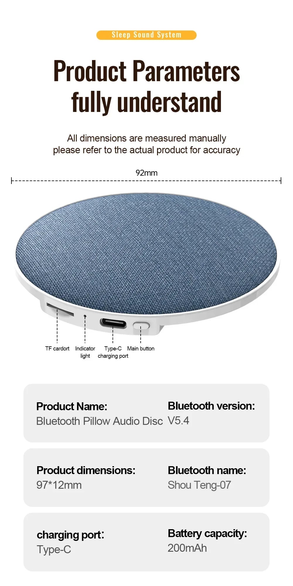 Under Pillow Sleep Speaker Ultra Slim HiFi Noise Reduction Bone Conduction Sound Machine for Deep Sleep Relaxation 2026 New ﻿