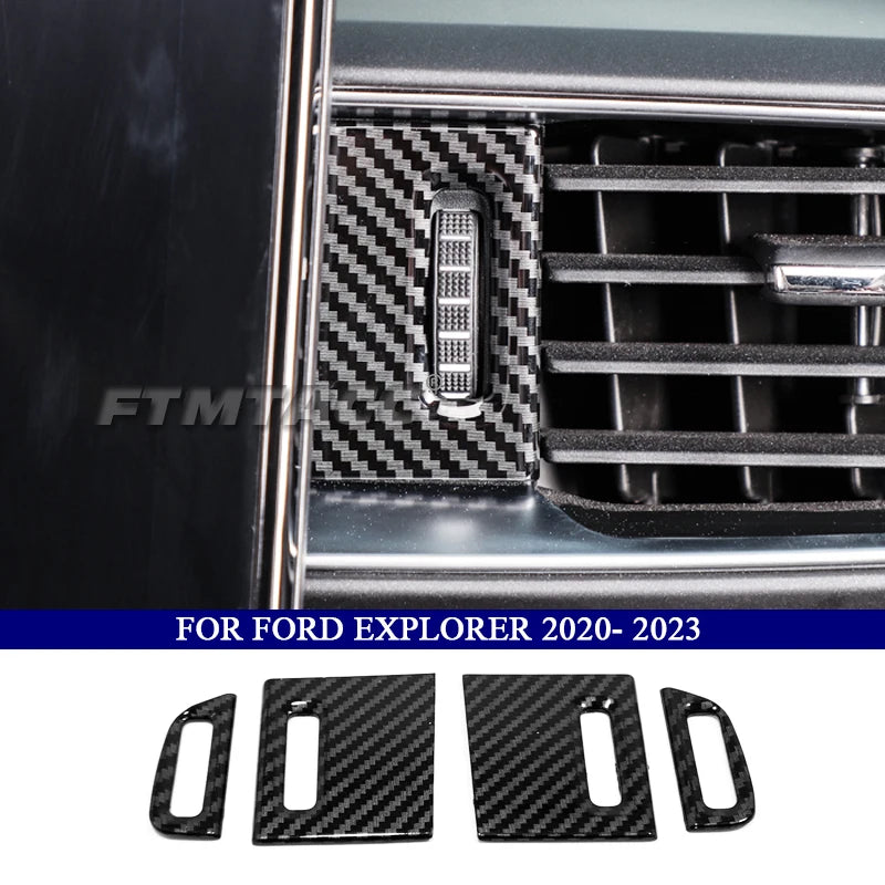 Car Accessories for Ford Explorer 2020 2021 2022 2023 ABS Carbon Fiber Interior Kit Decoration Cover Trim Side Air Vent Outlet