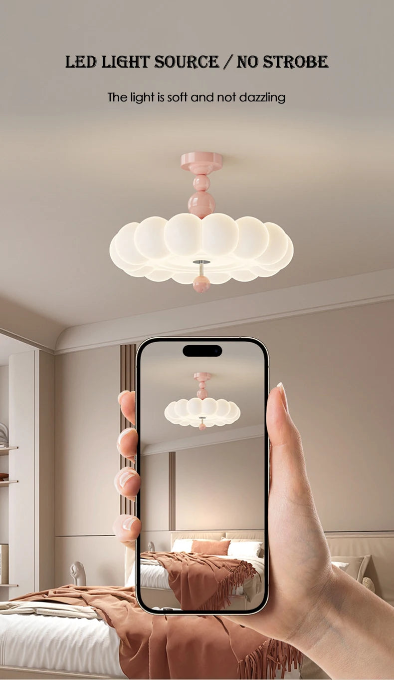Modern Cream Style Bedroom Ceiling Lights LED Children's Room Cloud Light Warm Princess Room Boy Girl Bedroom Ceiling Lamps