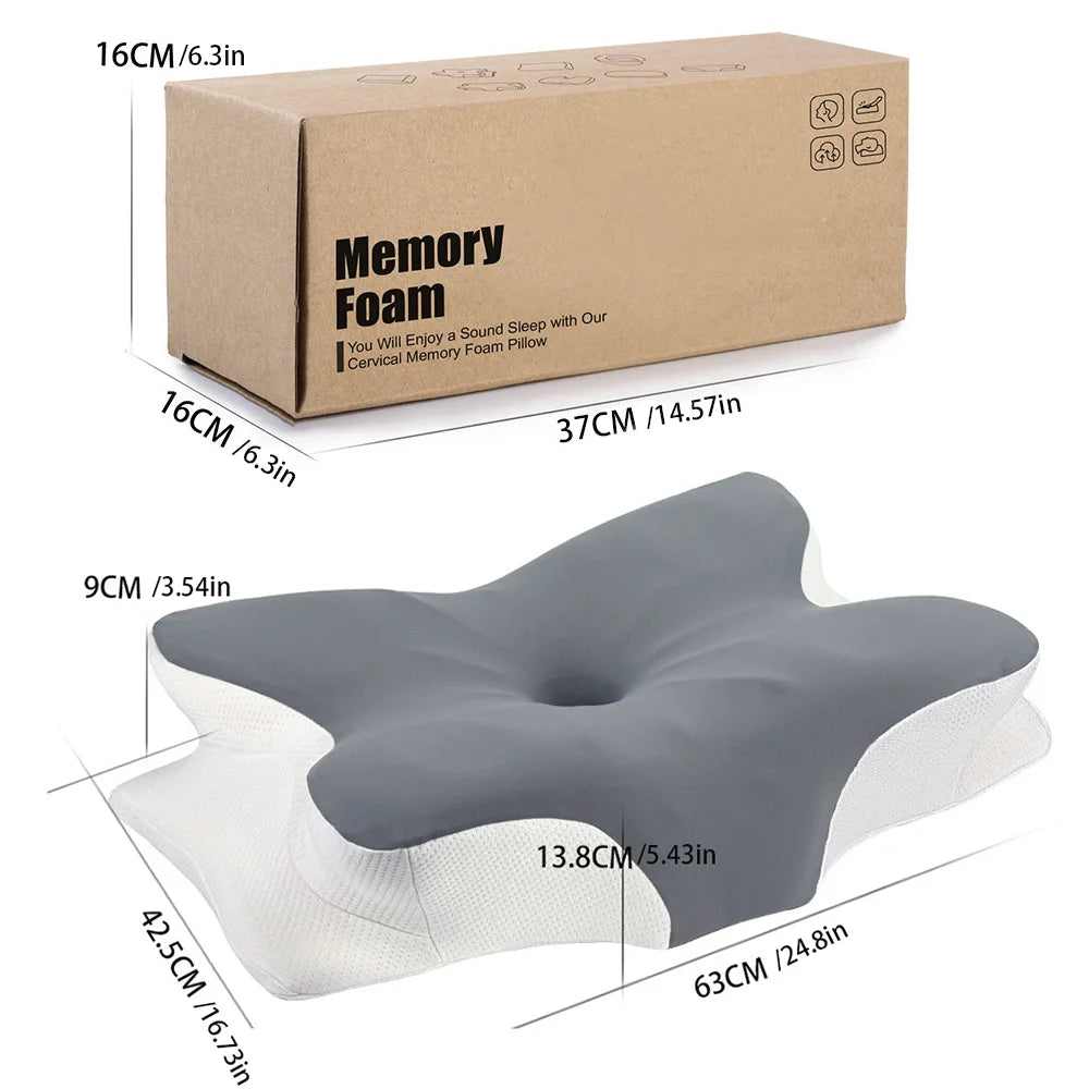 Memory Foam Cervical Pillow Ergonomic Neck Pillow Sleep Relaxation for Back and Side Sleepers Promoting Correct Spinal Alignment