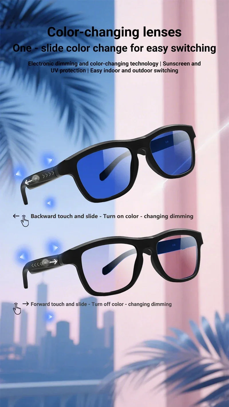 High‑Tech Electrochromic Smart Glasses, Bluetooth Touch‑Controlled Dimming , Premium Multifunctional Design with AI Real‑Time