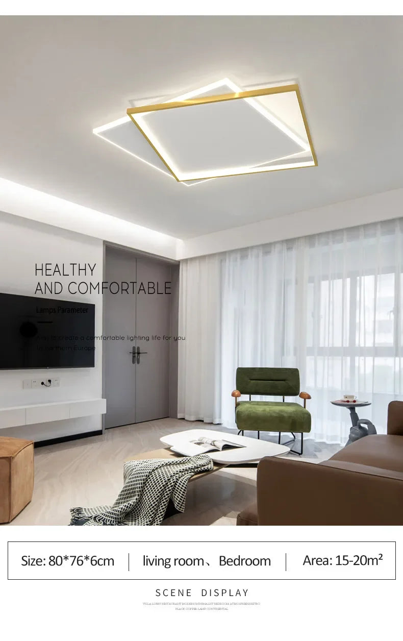 Bedroom Light Modern Minimalist Art Designer Suction Top High-end European Light Luxury Creative Ultra-thin Square Room Light