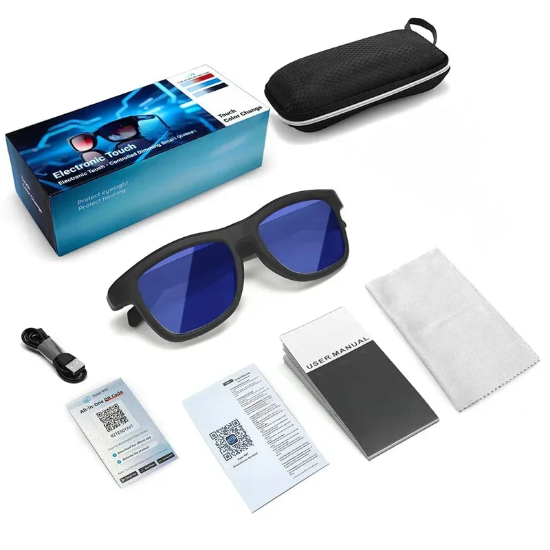 High‑Tech Electrochromic Smart Glasses, Bluetooth Touch‑Controlled Dimming , Premium Multifunctional Design with AI Real‑Time
