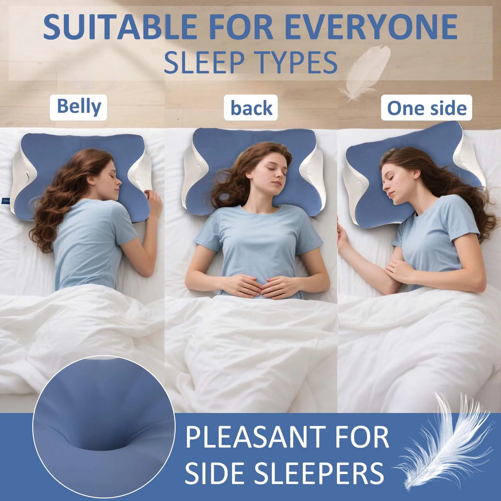 Memory Foam Cervical Pillow Ergonomic Neck Pillow Sleep Relaxation for Back and Side Sleepers Promoting Correct Spinal Alignment