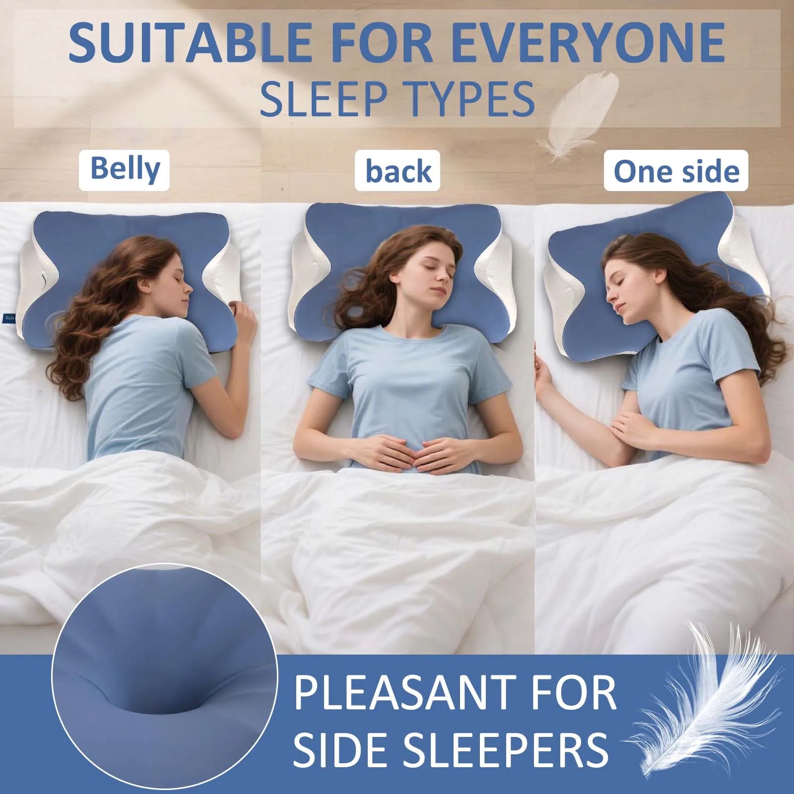 Memory Foam Cervical Pillow Ergonomic Neck Pillow Sleep Relaxation for Back and Side Sleepers Promoting Correct Spinal Alignment