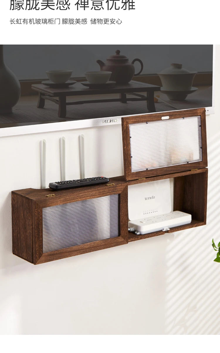 Wall-Mounted Router Storage Box, Set-Top Box Organizer, Modem and Cable Management Rack, Wire Cabinet for Home