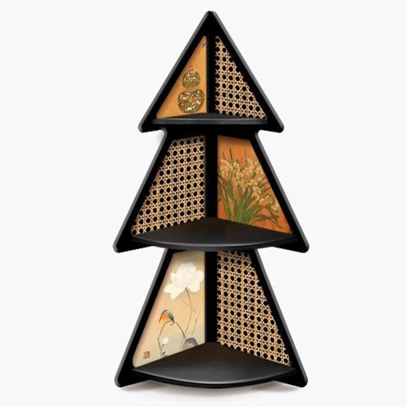 Living Room Corner Cabinet Shelf Retro Floor Ornament Decoration Bedroom Bedside Triangular Storage Cabinet Corner Organizer