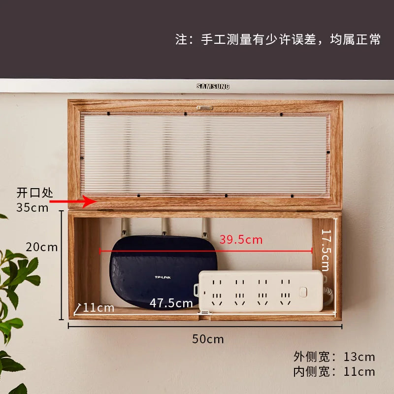 Wall-Mounted Router Storage Box, Set-Top Box Organizer, Modem and Cable Management Rack, Wire Cabinet for Home
