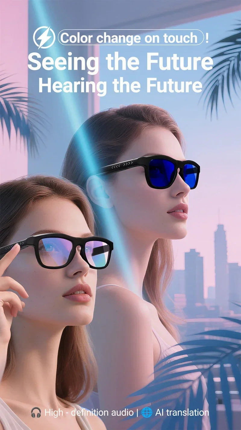 High‑Tech Electrochromic Smart Glasses, Bluetooth Touch‑Controlled Dimming , Premium Multifunctional Design with AI Real‑Time