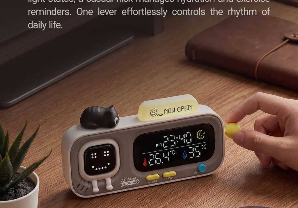 Smart Desktop Temperature and Humidity Clock Electric Digital Home Temperature and Humidity Meter Smart Fun Reminder