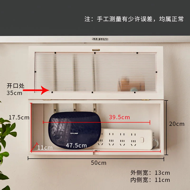 Wall-Mounted Router Storage Box, Set-Top Box Organizer, Modem and Cable Management Rack, Wire Cabinet for Home