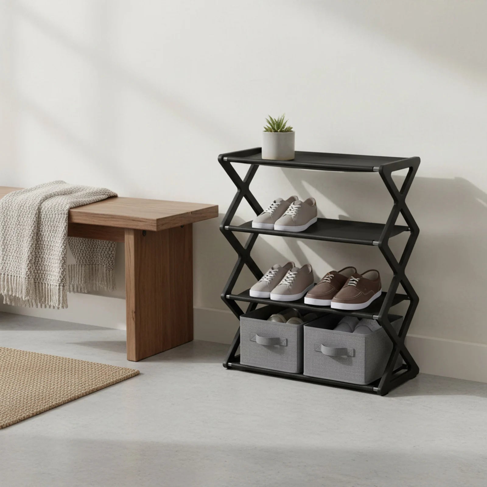 Dorm Room Storage Entryway Organization 50*18*5cm Ladder Shoe Rack Easy To Assemble Shoe Organizer Unit Shoe Rack