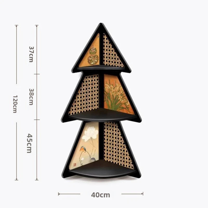 Living Room Corner Cabinet Shelf Retro Floor Ornament Decoration Bedroom Bedside Triangular Storage Cabinet Corner Organizer