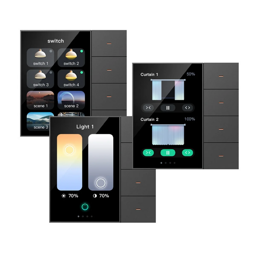 New 3.5 Inch Smart Wall Switch Touch Screen 4 Groups Switch 8-Way Scene Radar Sensor Dimming Switch Curtain Tuya Zigbee A