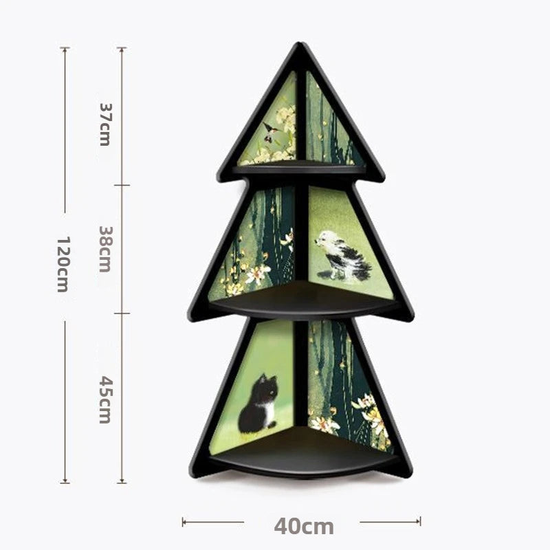 Living Room Corner Cabinet Shelf Retro Floor Ornament Decoration Bedroom Bedside Triangular Storage Cabinet Corner Organizer