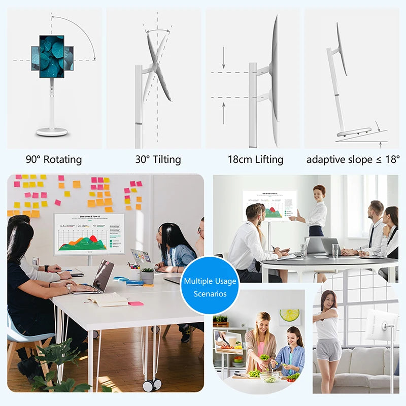 32" Portable 10 Points Capacitive Touch Smart TVs Room Amusement Learning Sport Yoga Durable Interactive Mobile Display