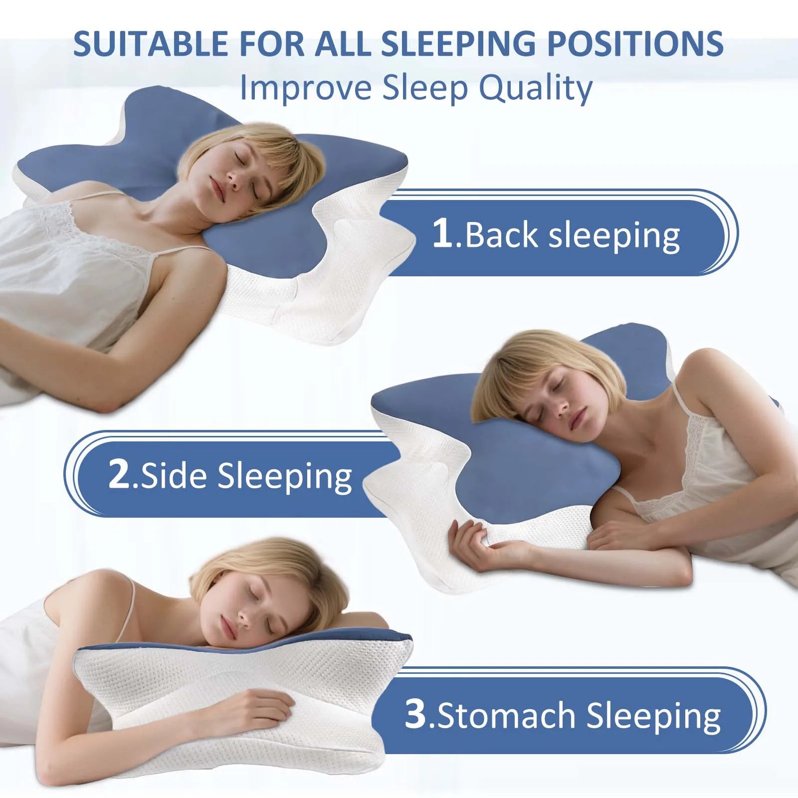 Memory Foam Cervical Pillow Ergonomic Neck Pillow Sleep Relaxation for Back and Side Sleepers Promoting Correct Spinal Alignment