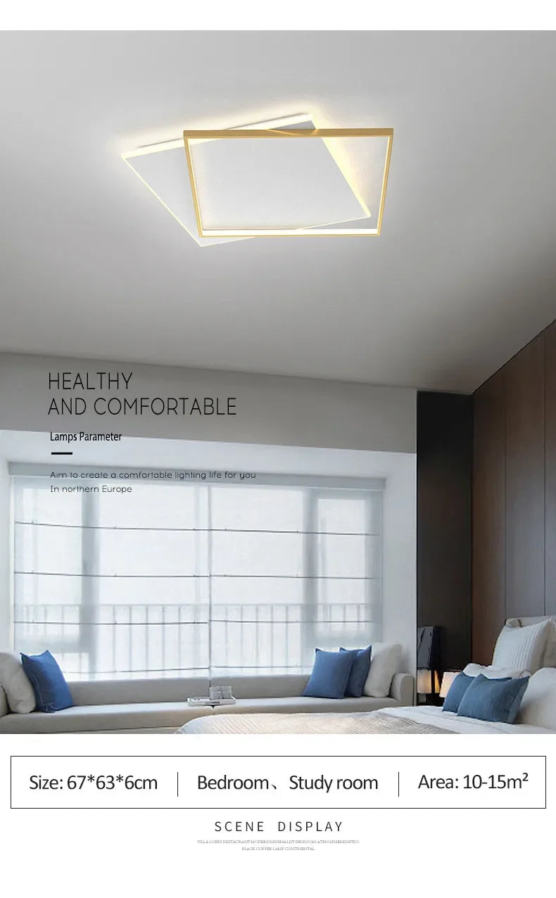Bedroom Light Modern Minimalist Art Designer Suction Top High-end European Light Luxury Creative Ultra-thin Square Room Light