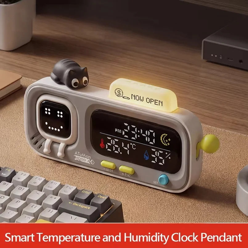 Smart Desktop Temperature and Humidity Clock Electric Digital Home Temperature and Humidity Meter Smart Fun Reminder