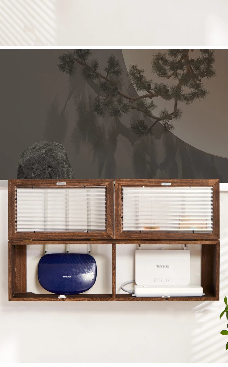 Wall-Mounted Router Storage Box, Set-Top Box Organizer, Modem and Cable Management Rack, Wire Cabinet for Home