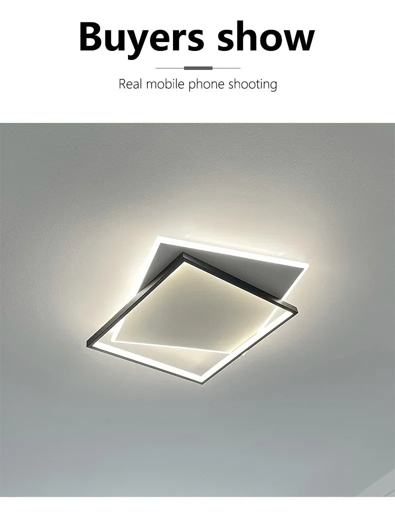 Bedroom Light Modern Minimalist Art Designer Suction Top High-end European Light Luxury Creative Ultra-thin Square Room Light
