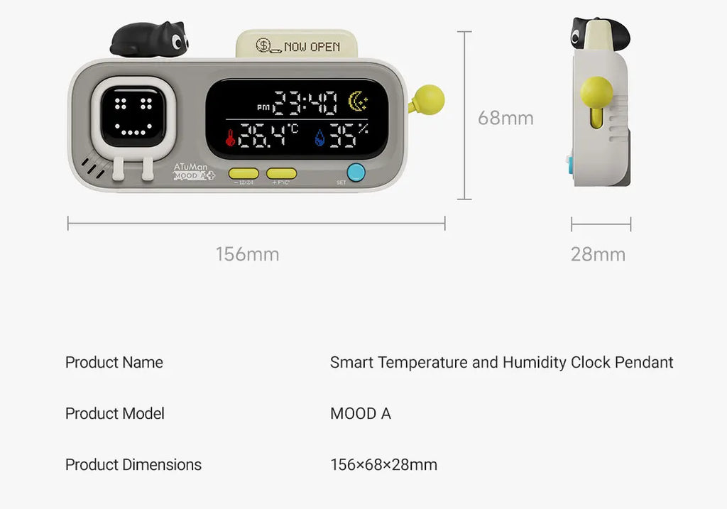 Smart Desktop Temperature and Humidity Clock Electric Digital Home Temperature and Humidity Meter Smart Fun Reminder