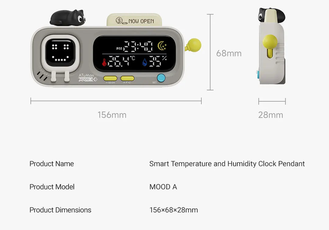 Smart Desktop Temperature and Humidity Clock Electric Digital Home Temperature and Humidity Meter Smart Fun Reminder