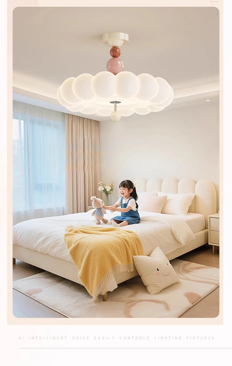 Modern Cream Style Bedroom Ceiling Lights LED Children's Room Cloud Light Warm Princess Room Boy Girl Bedroom Ceiling Lamps