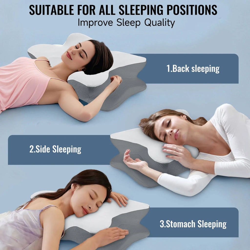 Memory Foam Cervical Pillow Ergonomic Neck Pillow Sleep Relaxation for Back and Side Sleepers Promoting Correct Spinal Alignment