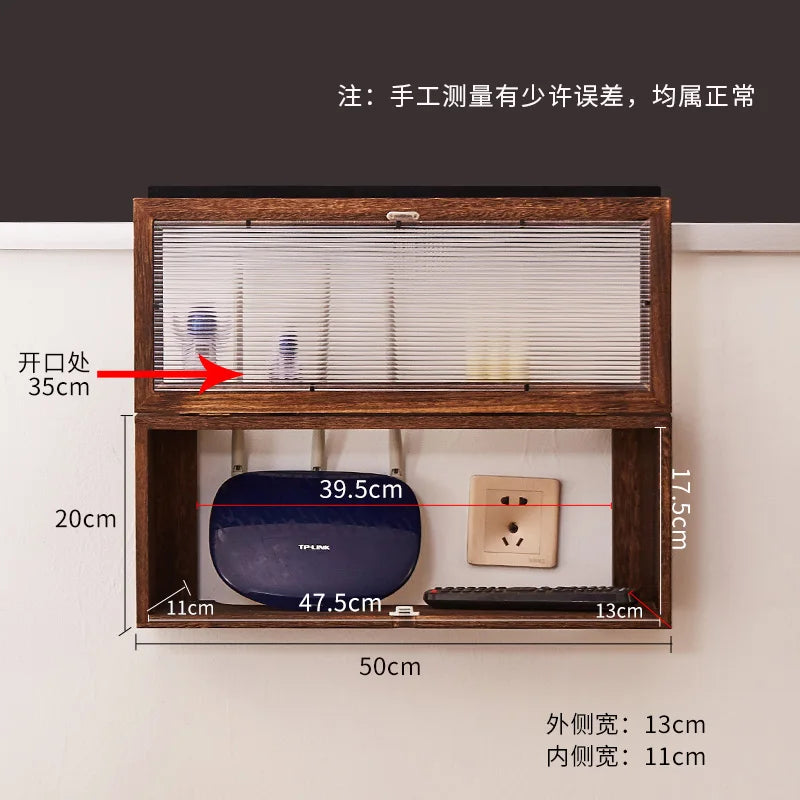 Wall-Mounted Router Storage Box, Set-Top Box Organizer, Modem and Cable Management Rack, Wire Cabinet for Home