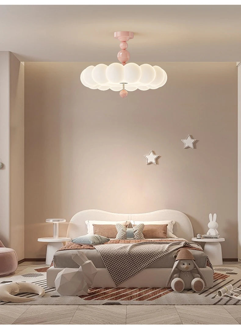Modern Cream Style Bedroom Ceiling Lights LED Children's Room Cloud Light Warm Princess Room Boy Girl Bedroom Ceiling Lamps