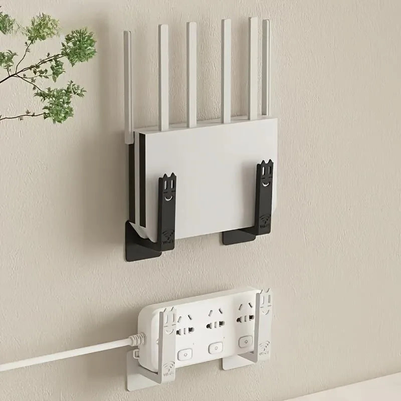 2pcs Home Router Storage Box Wall Artifact Set-top Box Wall-mounted Fixture Support Bracket Wifi Placement Rack for Living Room