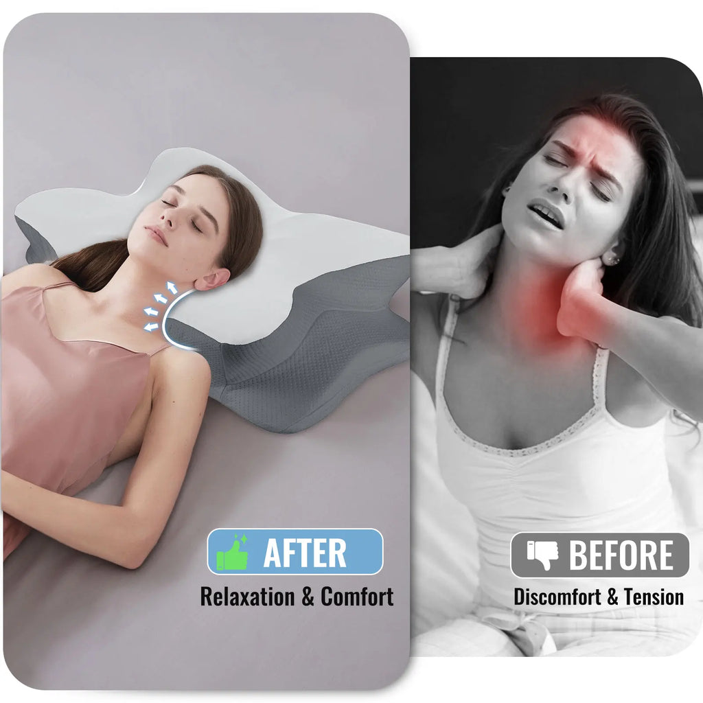 Memory Foam Cervical Pillow Ergonomic Neck Pillow Sleep Relaxation for Back and Side Sleepers Promoting Correct Spinal Alignment
