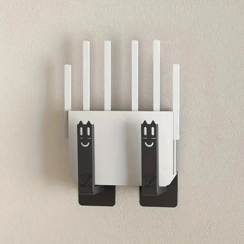 2pcs Home Router Storage Box Wall Artifact Set-top Box Wall-mounted Fixture Support Bracket Wifi Placement Rack for Living Room