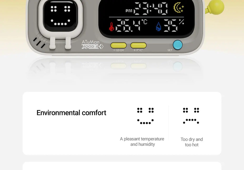 Smart Desktop Temperature and Humidity Clock Electric Digital Home Temperature and Humidity Meter Smart Fun Reminder