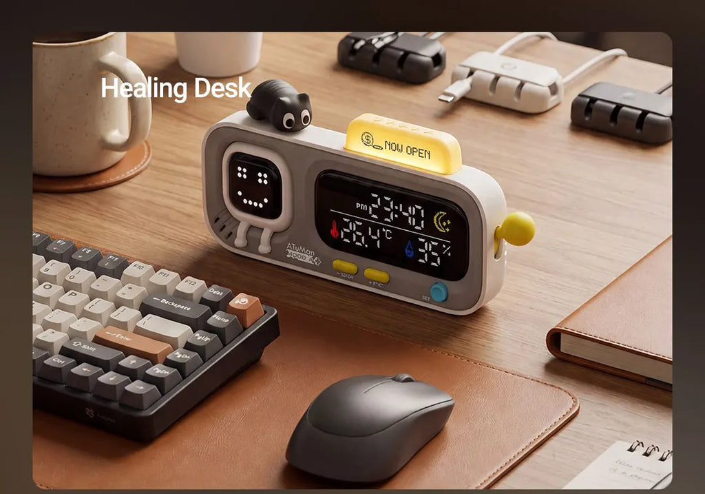 Smart Desktop Temperature and Humidity Clock Electric Digital Home Temperature and Humidity Meter Smart Fun Reminder
