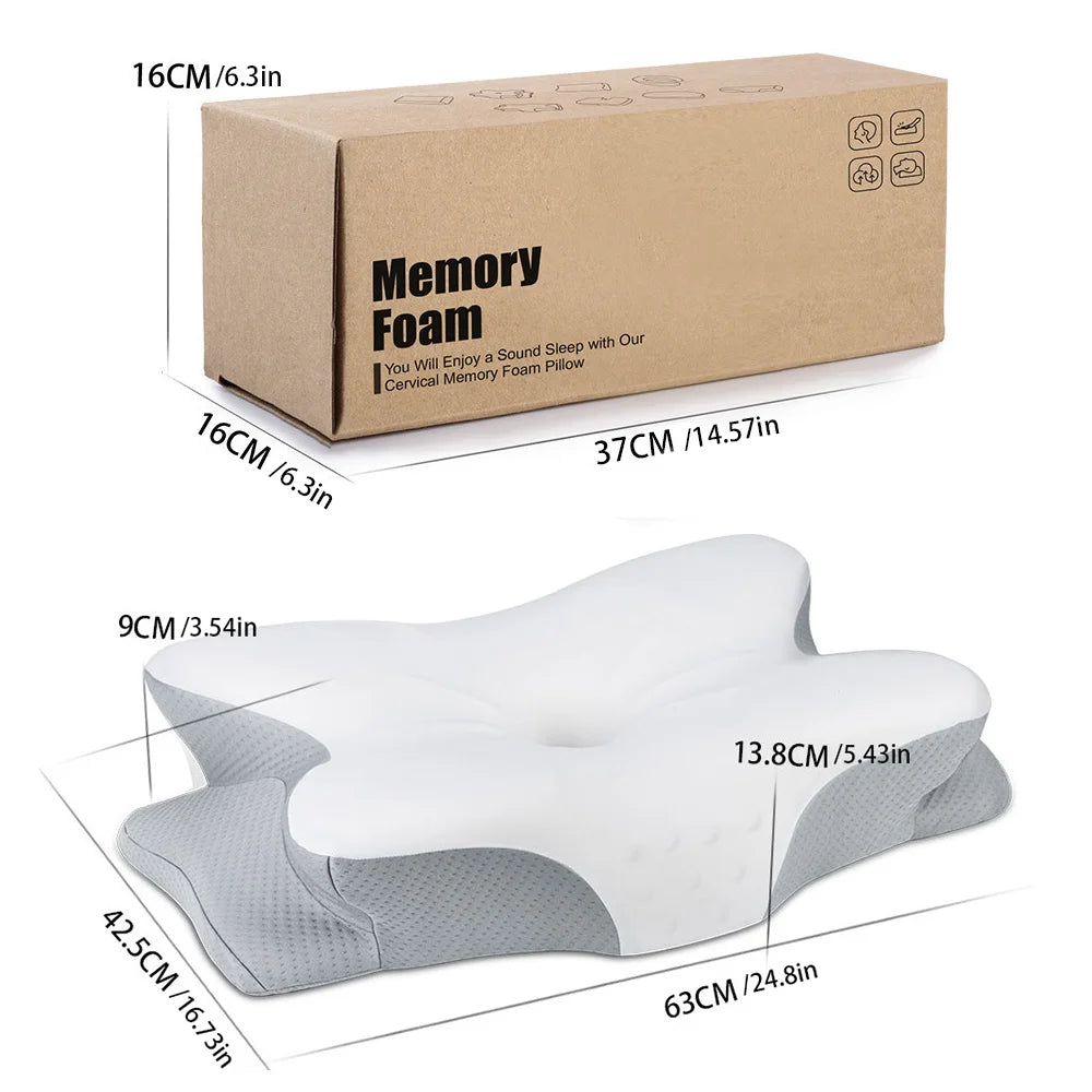 Memory Foam Cervical Pillow Ergonomic Neck Pillow Sleep Relaxation for Back and Side Sleepers Promoting Correct Spinal Alignment