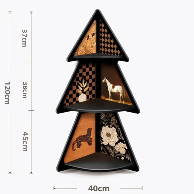 Living Room Corner Cabinet Shelf Retro Floor Ornament Decoration Bedroom Bedside Triangular Storage Cabinet Corner Organizer