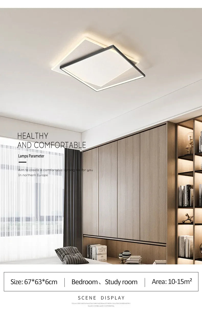 Bedroom Light Modern Minimalist Art Designer Suction Top High-end European Light Luxury Creative Ultra-thin Square Room Light