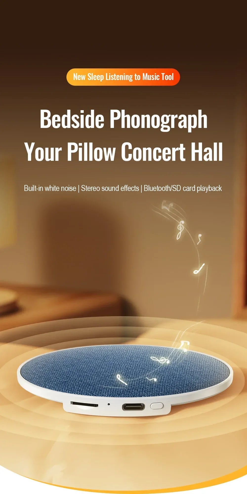 Under Pillow Sleep Speaker Ultra Slim HiFi Noise Reduction Bone Conduction Sound Machine for Deep Sleep Relaxation 2026 New ﻿