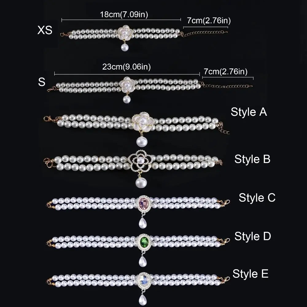 Pet Accessories Double Layer Pearl Pet Necklace Sweet Flower Pendant Cat Neck Chain Adjustable Pet Pearl Collar Photograph