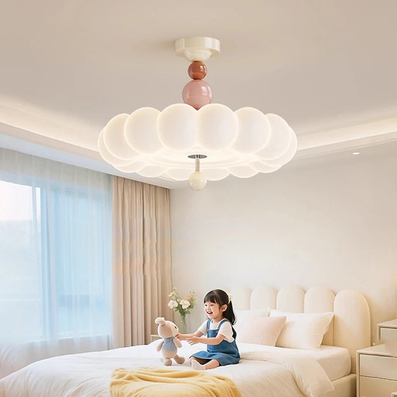 Modern Cream Style Bedroom Ceiling Lights LED Children's Room Cloud Light Warm Princess Room Boy Girl Bedroom Ceiling Lamps