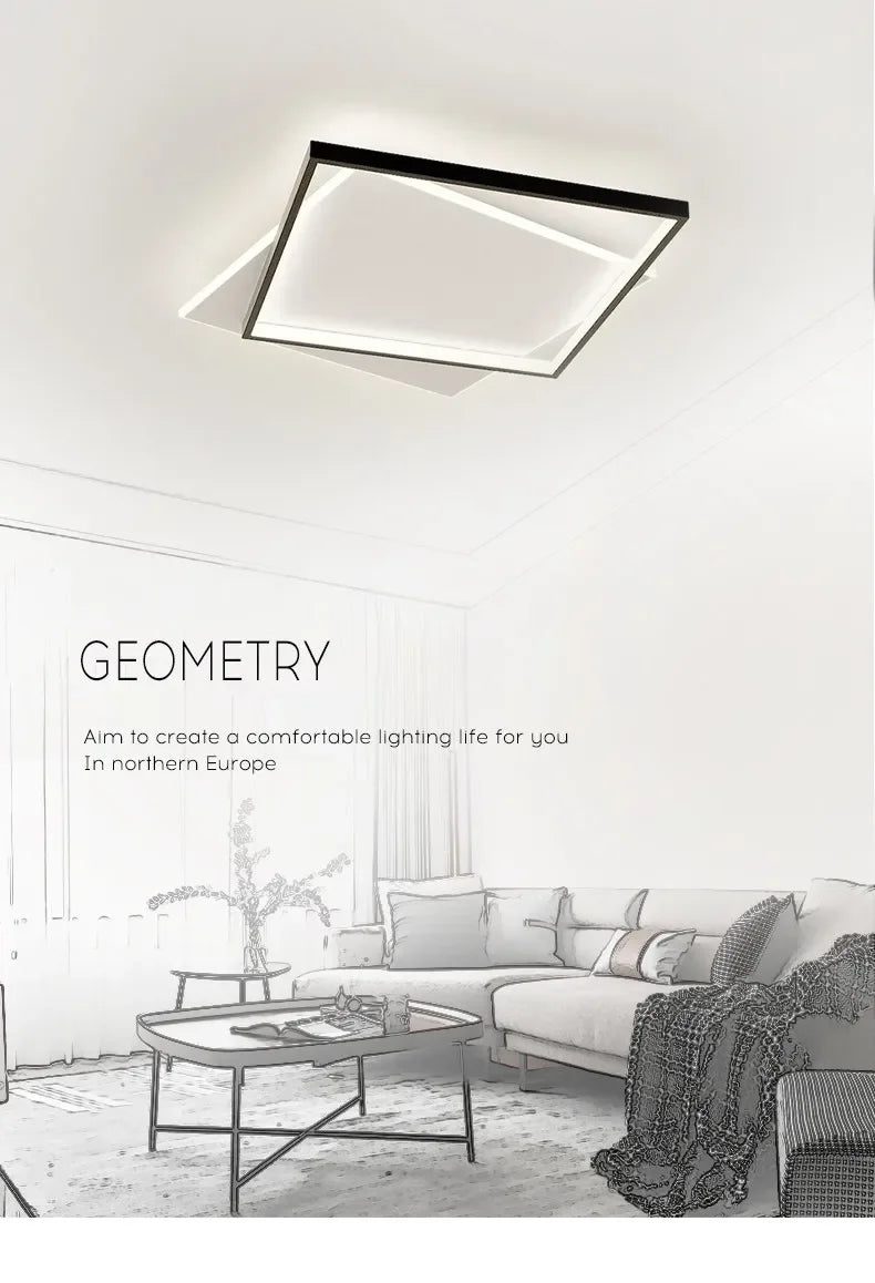 Bedroom Light Modern Minimalist Art Designer Suction Top High-end European Light Luxury Creative Ultra-thin Square Room Light
