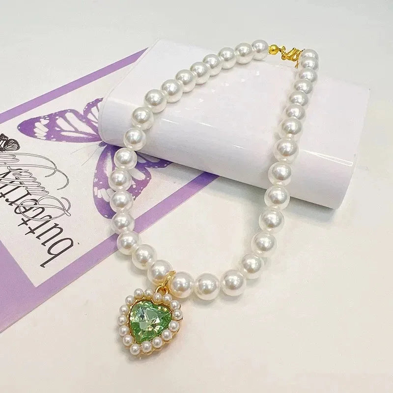 Adjustable Pet Pearl Necklace Accessories for Cats Gotas Animals Fashion Rhinestones Sphynx Cat Collar Kitten Dog collier chat