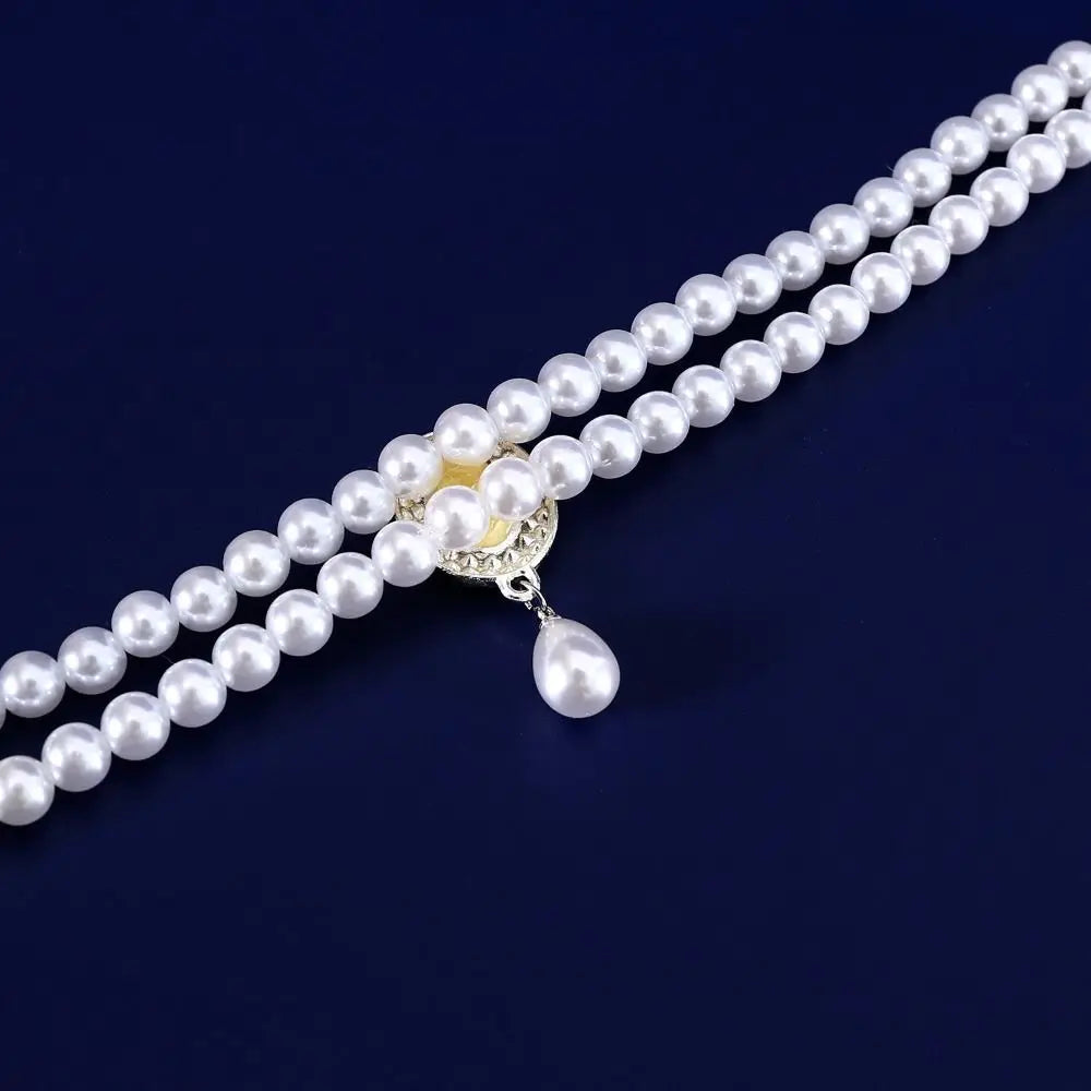 Pet Accessories Double Layer Pearl Pet Necklace Sweet Flower Pendant Cat Neck Chain Adjustable Pet Pearl Collar Photograph